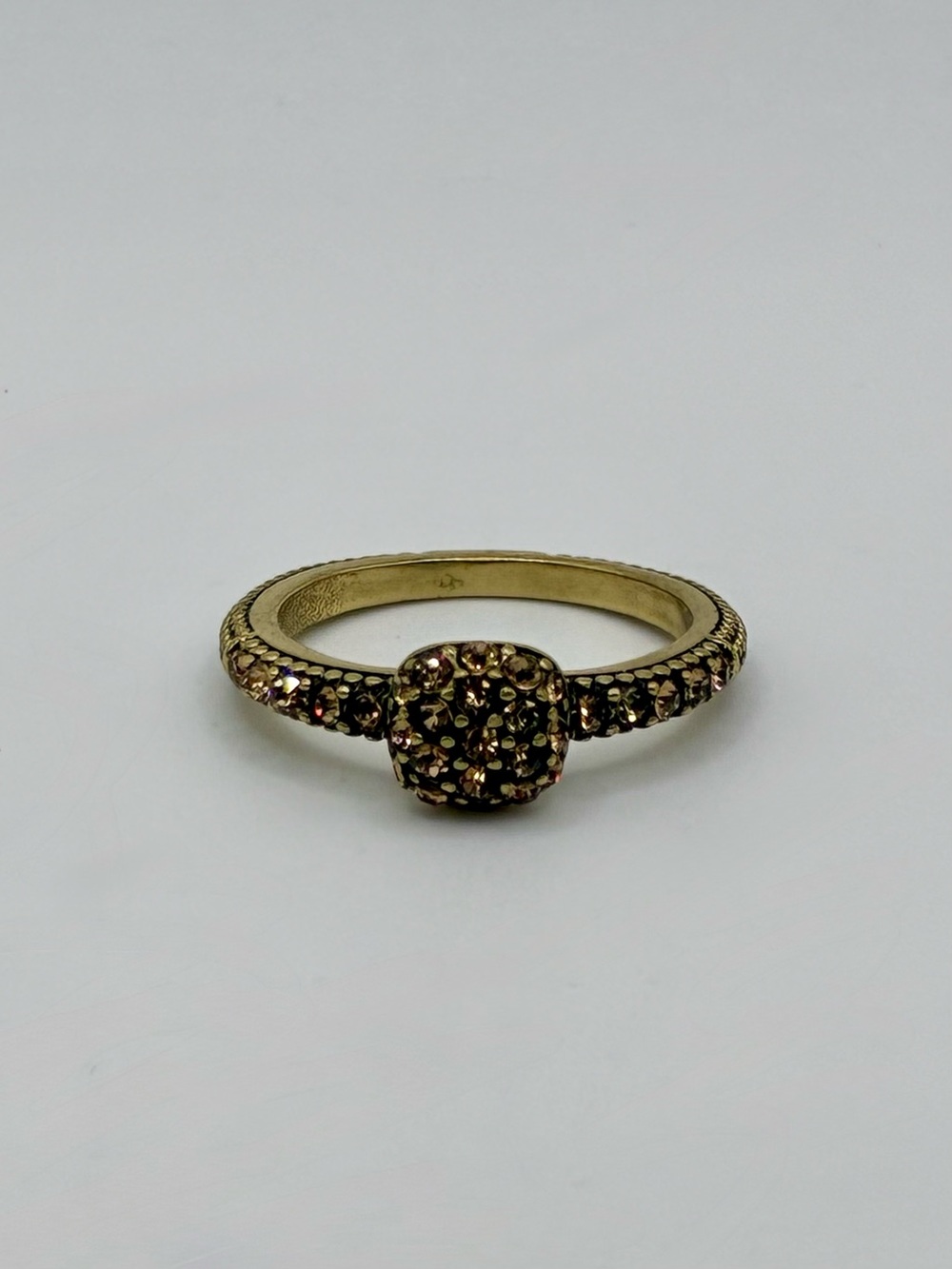 Heidi Daus Gold-Tone Champagne Crystal Cluster Ring Size 9.75